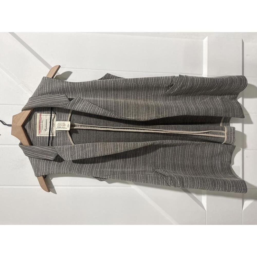 Cartonnier Anthropologie Longline Open Front Vest in Gray Chevron, S